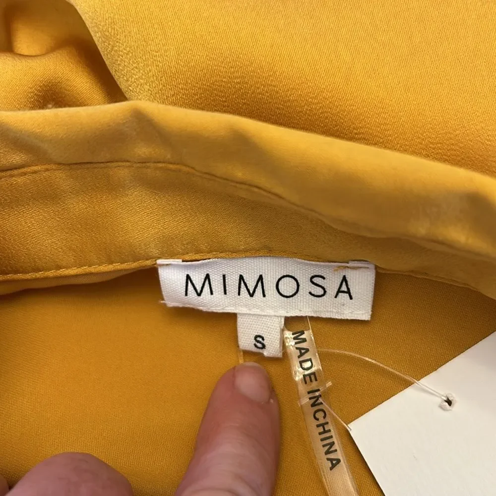 Mimosa gold long sleeve button front blouse Size S NWOT